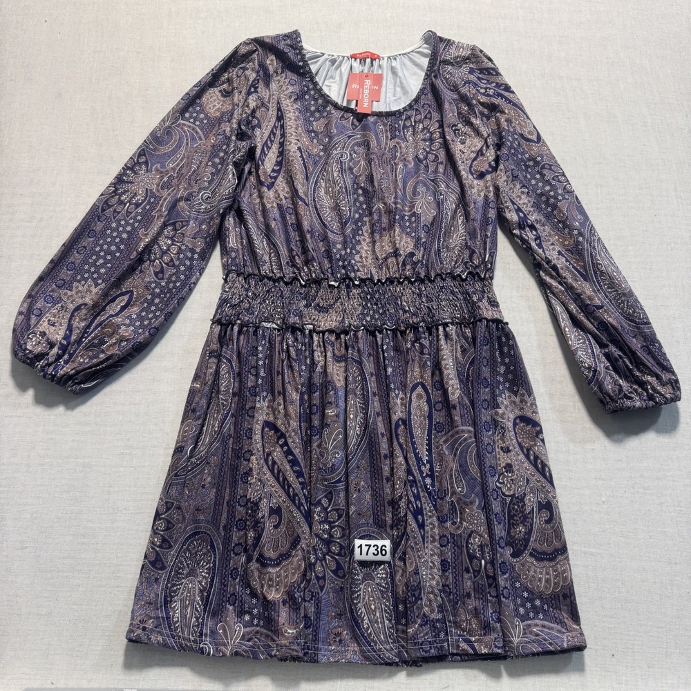Reborn Paisley Mini Dress Womens‎ M Purple New With Tags